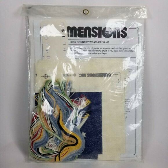 Vtg 1995 Dimensions No Count Cross Stitch "Country Weather Vane" 10"x10" 3995 - Picture 2 of 11